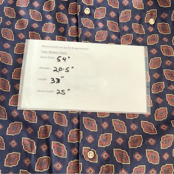 Paul Fredrick XL Button Down Shirt 100% Cotton Navy Blue Geometric Print - Picture 10 of 12